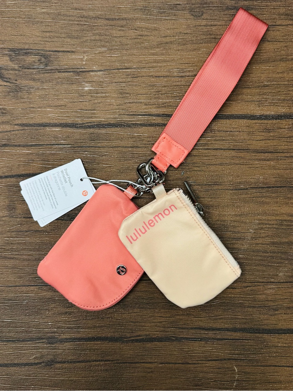 lululemon athletica Coral and Peach Wristlet Pouch Duo